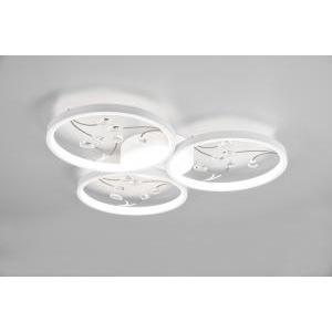 Groovy plafoniera led 3 cerchi con decori gemme trasparenti bianca con funzione di regolazione intentouchdimmerta' con normale interruttore a parete d. 62cm