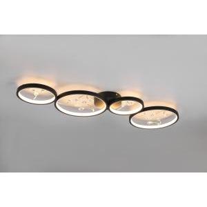 Groovy plafoniera led 4 cerchi con decori gemme trasparenti nera con funzione di regolazione intentouchdimmerta' con normale interruttore a parete l. 96cm