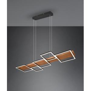 Harper sospentouchdimmerone led legno naturale e metallo nero 5 quadrati con regolazione intentouchdimmerta' con normale interruttore a parete l. 115cm