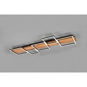 Harper sospentouchdimmerone led legno naturale e metallo nero 5 quadrati con regolazione intentouchdimmerta' con normale interruttore a parete l. 115cm