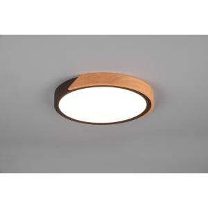 Jano plafoniera led rotonda bordo nero e legno naturale con funzione di regolazione intentouchdimmerta' con normale interruttore a parete d. 31,5cm