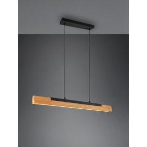 Kerala sospentouchdimmerone led legno naturale e metallo nero dimmerabile con touch dimmer l. 90cm