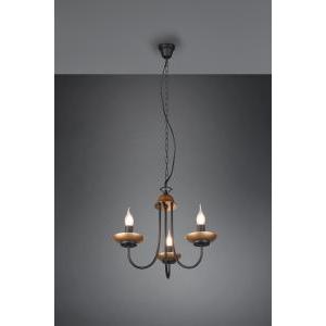 Livia lampadario metallo nero e oro anticato 3 luci d. 47cm