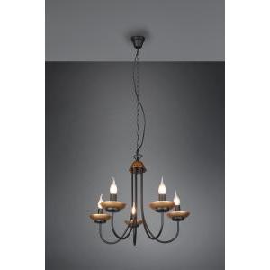 Livia lampadario metallo nero e oro anticato 5 luci d. 58cm