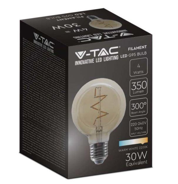 Lampadina led globo G95 V-tac 4W E27 2200K VT-2024-N -7146- 217146 02