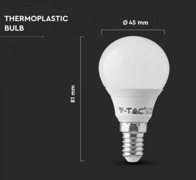 Lampadina led P45 V-tac chip Samsung E14 4,5W 3000K VT-236-N - 21168 03