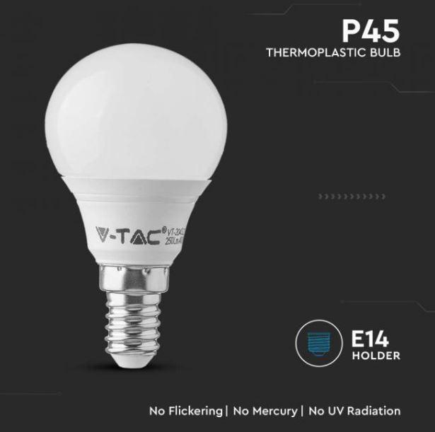 Lampadina led P45 V-tac chip Samsung E14 4,5W 3000K VT-236-N - 21168 05