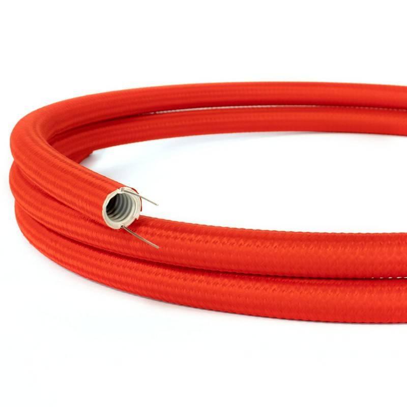 Canalina passacavi al metraggio Creative-cables modellabile rivestito in tessuto effetto seta rosso- NG20RM09 01