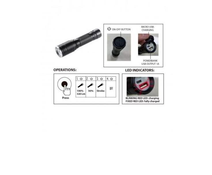 Torcia led ricaricabile Velamp Hunter 5W 6500K con funzione zoom - IR533 03