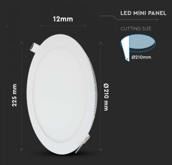 Pannello led tondo V-tac da incasso 18W 2700K bianco - VT-1807 - 4860 - 214860 02