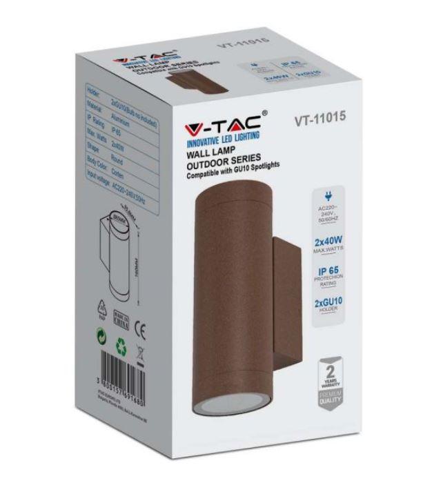 Lampada da parete V-tac 2xGU10 IP65 corten - VT-11015 -  6819 02