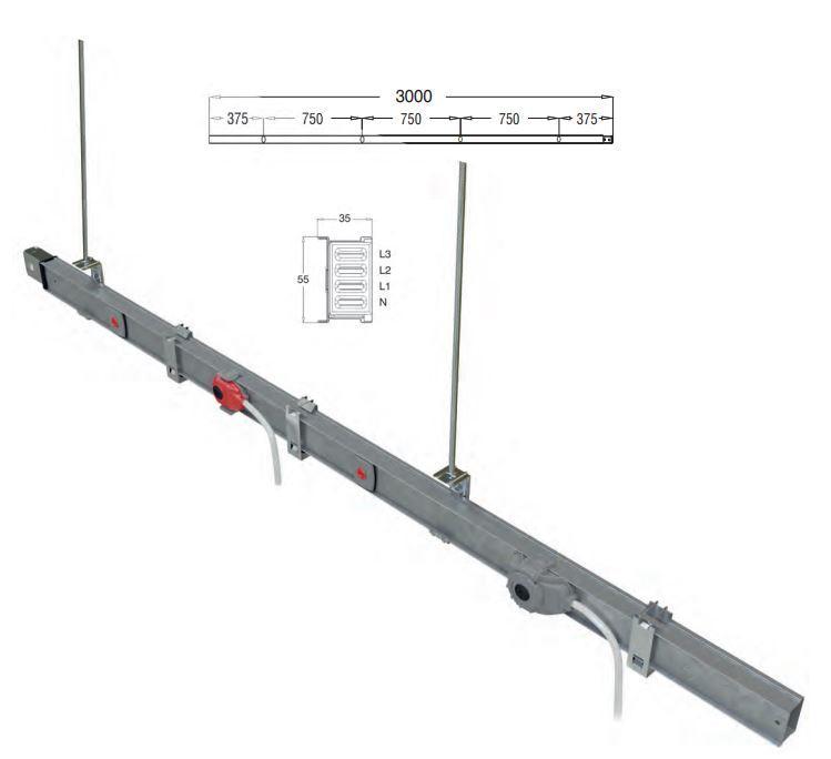 Elemento rettilineo EAE Italia KAM 0204 3 metri 25A IP55 - 3025046 01