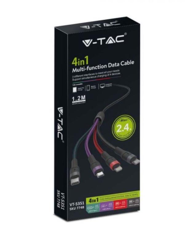 Cavo di ricarica 4IN1 V-tac 1,2 metri VT-5351 - 7748 02