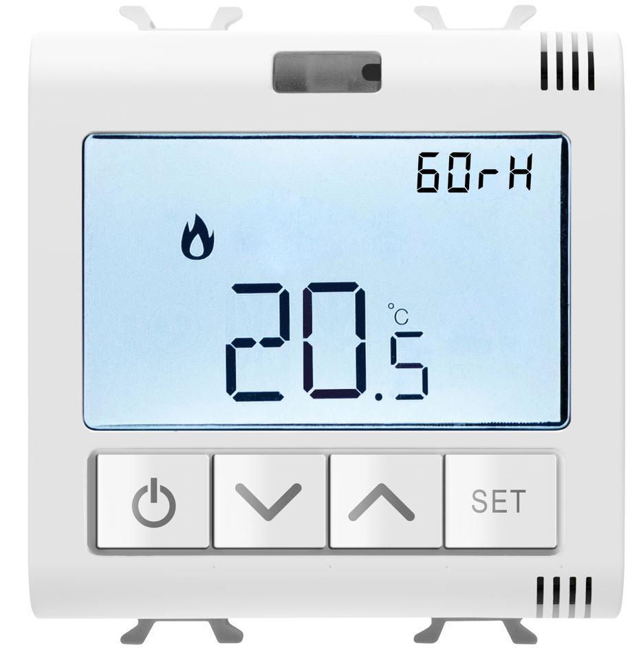 Termostato connesso Gewiss Chorusmart con misura umiditu00e0 2 moduli bianco - GW15709 01