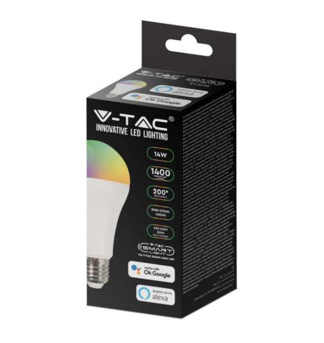 Lampadina led A65 V-tac smart-rgb 2700-6500K 14W E27 VT-5142 - 2999 02