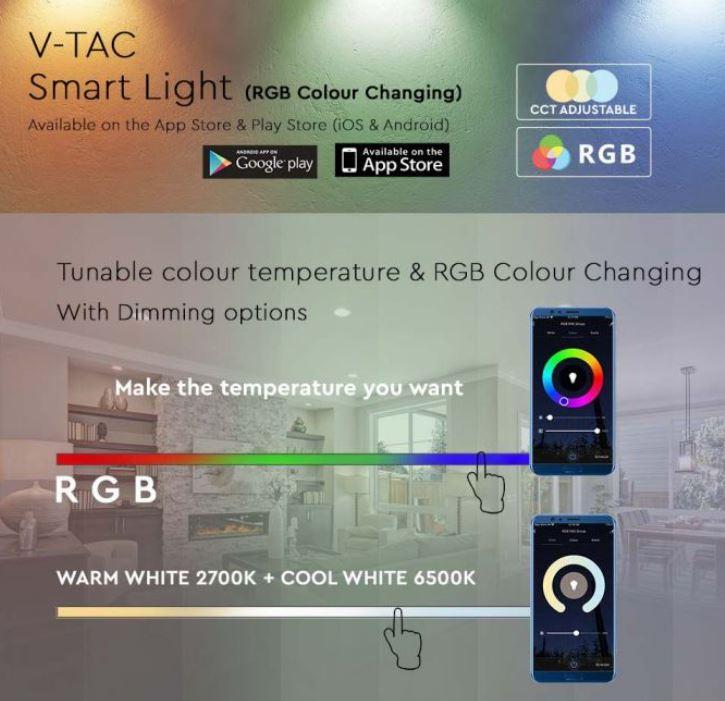 Lampadina led A65 V-tac smart-rgb 2700-6500K 14W E27 VT-5142 - 2999 03