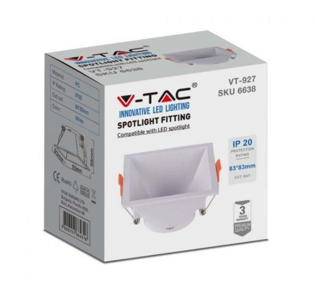 Porta faretto quadrato V-tac attacco GU10 bianco VT-927 - 6638 02