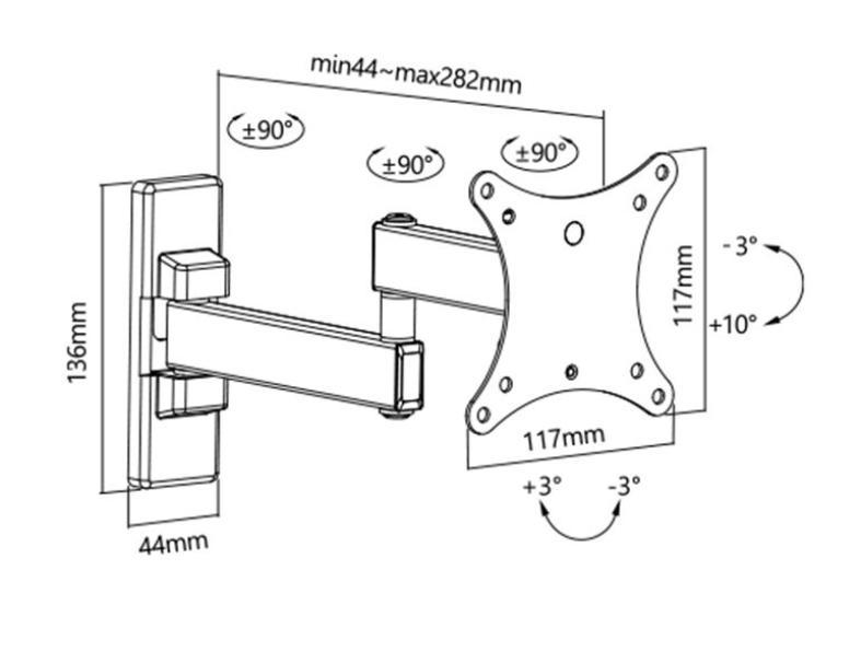 Supporto per tv Flat Gbs Elettronica ELB-1023/3 10-23 pollici 15Kg 3 snodi - 42863 03