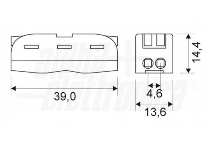 Connettore rapido serrafilo Alpha Elettronica  2 poli passanti - 542-22 03