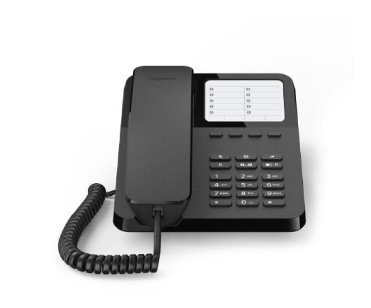 Telefono a filo Gigaset da tavolo con 4 tasti di chiamata rapida nero - DESK400BLACK 01