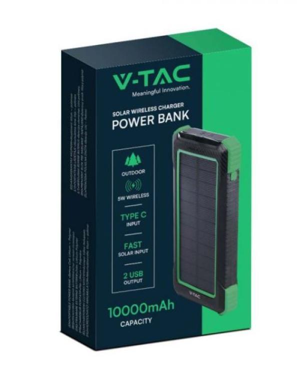 Power bank V-tac 10000mAh caricatore wireless solare nero VT-11111 - 7835 03