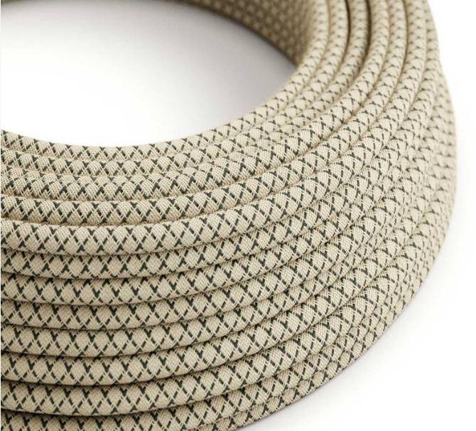 Cavo tessile al metro Creative-Cables grigio antracite e beige losanga 2x0,75mm -XZ2RD64 01