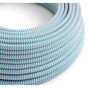 Cavo tessile al metro creative-cables effetto seta blu ciano e bianco ottico rz11 2x0,75mm -xz2rz11