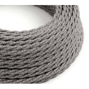 Cavo tessile al metro creative-cables in lino grigio melange tn02 2x0,75mm - xz2tn02