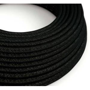 Cavo tessile al metro creative-cables effetto sera nero carbone lucido e glitterato rl04 2x0,75mm - xz3rl04