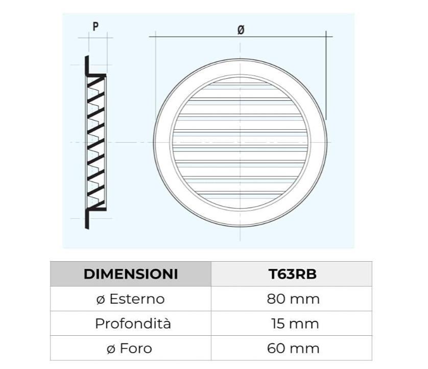 Griglia tonda da incasso La Ventilazione bianco - T63RX 03