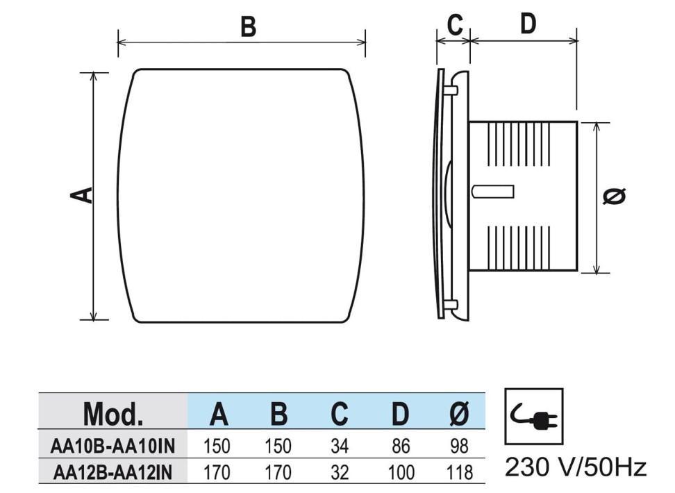 Aspiratore elicoidale La Ventilazione da parete grigio - AA10IN 03