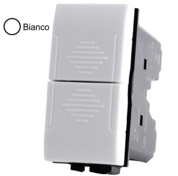 Doppio pulsante Art compatibile con Bticino LivingLight N4036 10A 250V bianco - 827B 01