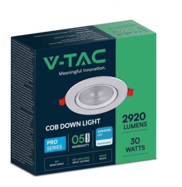 Faretto led da incasso orientabile V-tac 30W 4000K bianco VT-2-30 - 21846 02