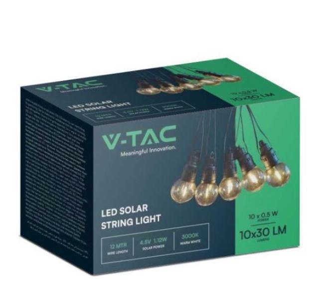 Catenaria led solare V-tac 3000K 12 metri con 10 lampadine VT-70512 - 7804 02