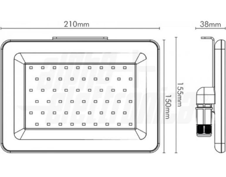 Proiettore led slim Alpha Elettronica Easylink 50W 4000K IP65 grigio - JO444/050NW 05