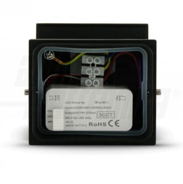 Applique led Alpha Elettronica Unica 6W 3/4/6K IP54 nero - JO480-12CCT 02