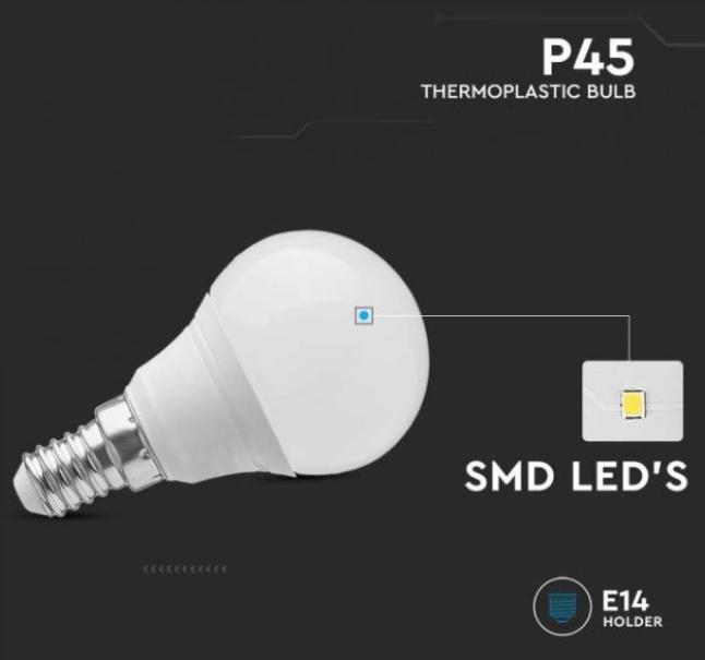 Lampadina led a sfera P45 V-tac chip Samsung E14 4,5W 4000K VT-236 -  21169 03