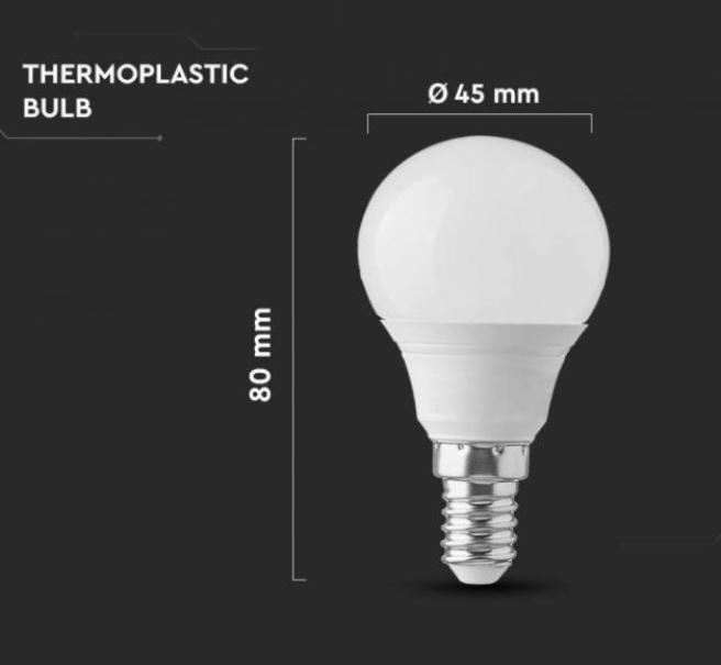 Lampadina led a sfera P45 V-tac chip Samsung E14 4,5W 4000K VT-236 -  21169 04