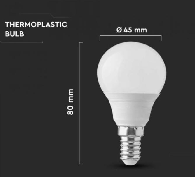 Lampadina led P45 V-tac chip Samsung E14 4,5W 6500K VT-236 - 21170 03