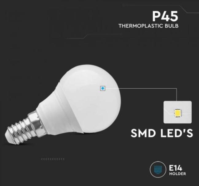 Lampadina led P45 V-tac chip Samsung E14 4,5W 6500K VT-236 - 21170 04