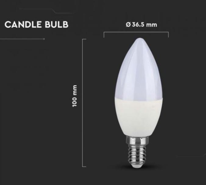 Lampadina led candela C37 V-tac chip Samsung E14 4,5W 3000K VT-226 -  21171 05