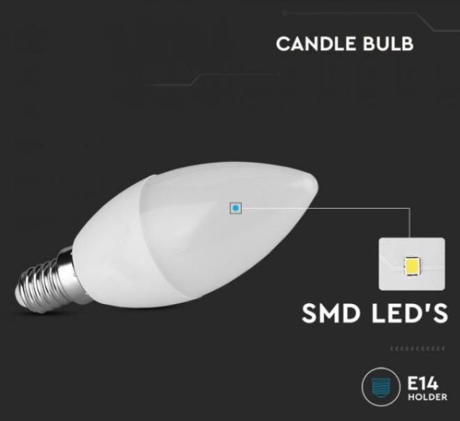 Lampadina led candela V-tac E14 4,5W 4000K chip Samsung VT-226-N - 21172 03