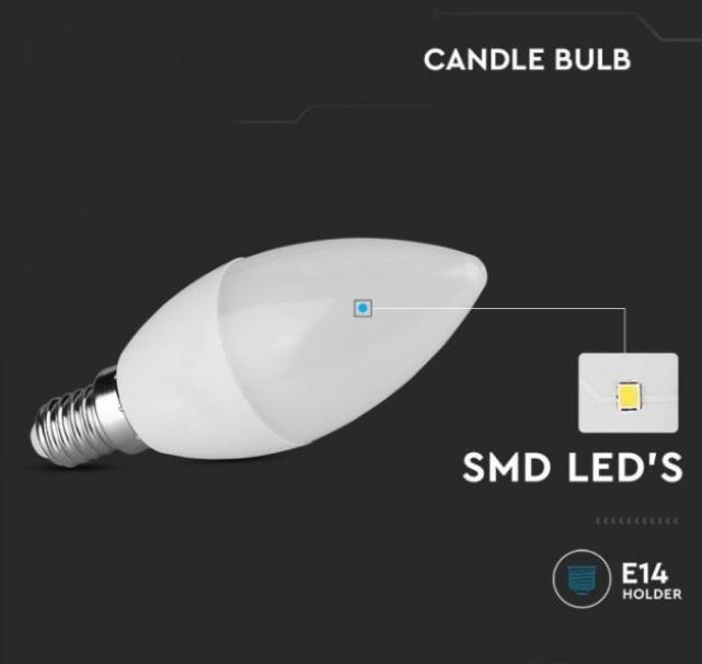 Lampadina led candela V-tac E14 4,5W 6500K chip Samsung VT-226-N - 21173 03