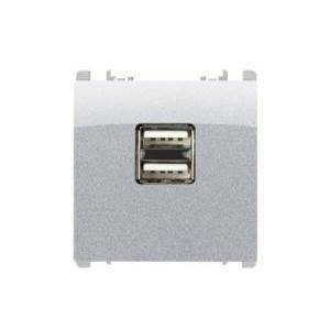 Nea alimentazione 5v 1.5a doppia usb colore alluminio 10330/2al