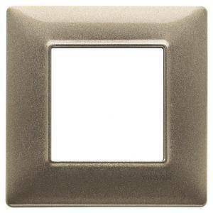 Plana placca 2 moduli metallo colore bronzo metallizzato 14642.70