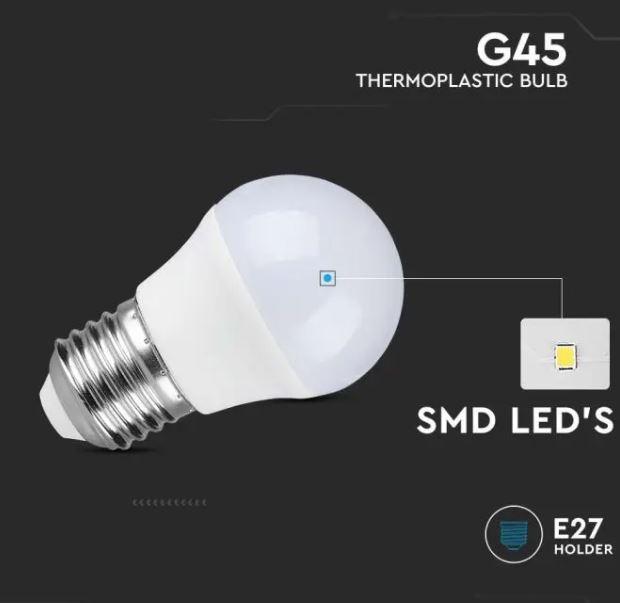 Lampadina led G45 V-tac E27 4,5W 3000K VT-1879N-N -  217407 02