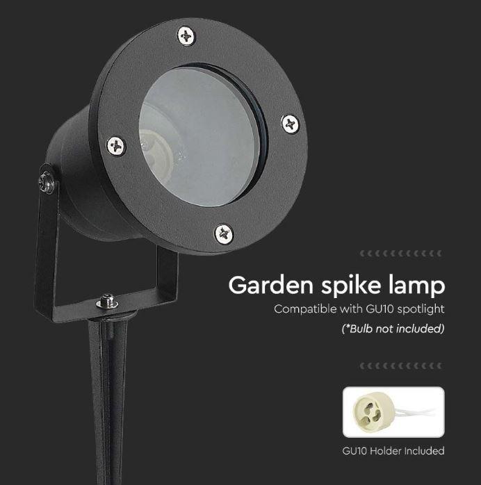 Lampada con picchetto V-tac Garden GU10 IP65 nero VT-770 - 7571 04