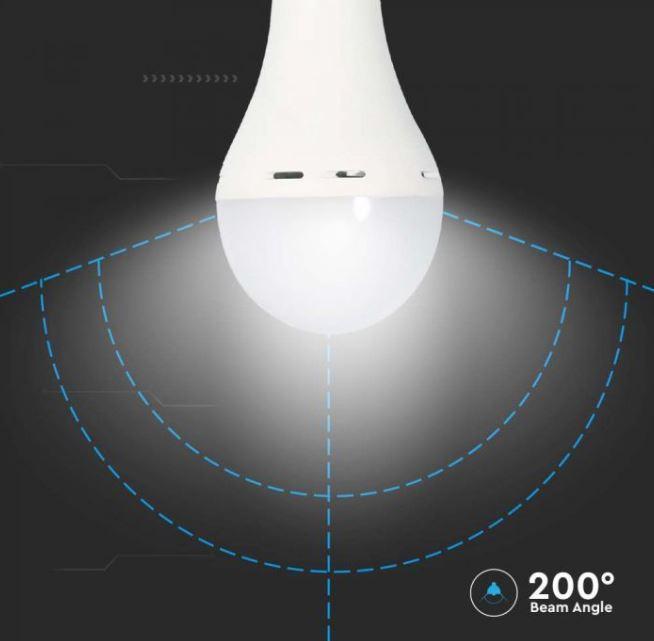 Lampadina di emergenza led A70 V-tac 9W E27 4000K batteria 3,7V VT-509 - 7010 06