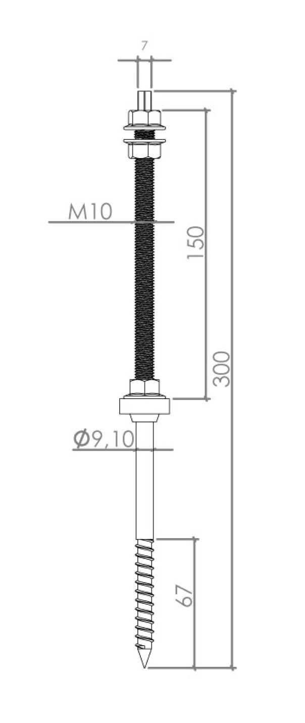 Vite a doppio filetto Contact Italia M10x300mm max 180Kg - STA10300 02