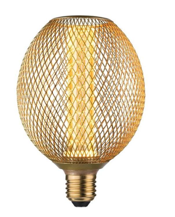 Lampadina led globo Paulmann con gabbia ottone E27 4,2W 1800K - 29089 01